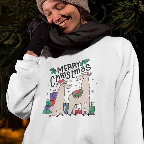 Merry Christmas Llamas Women's Sweatshirt - Festive Holiday Apparel