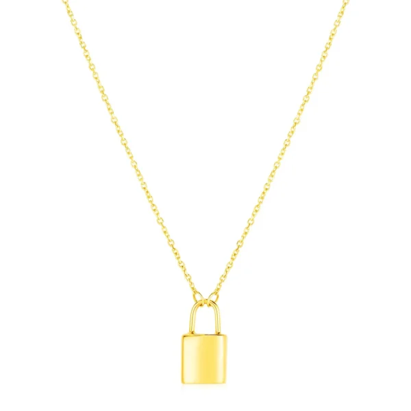 14k Yellow Gold Padlock Necklace