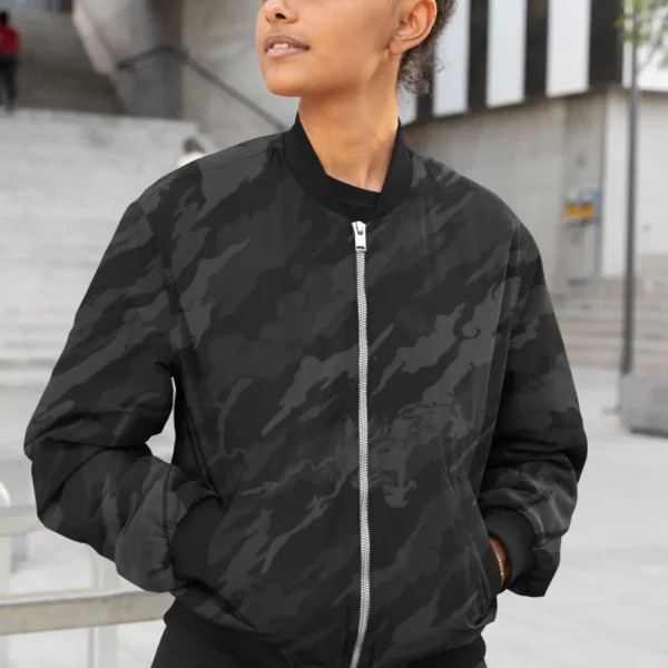 Alpine Black Retro Female Bomber Jacket
