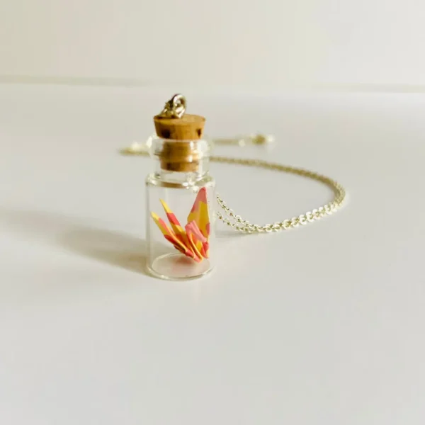 Pink and Yellow Crane Necklaces