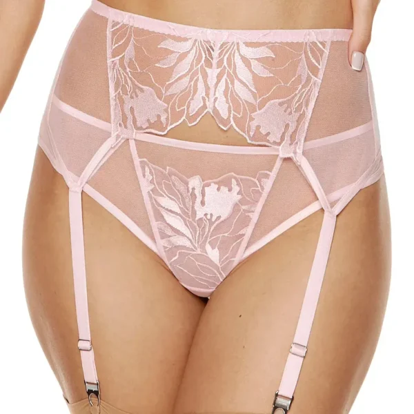 High Waist Mesh Garter Belt Gorteks Coco Pink