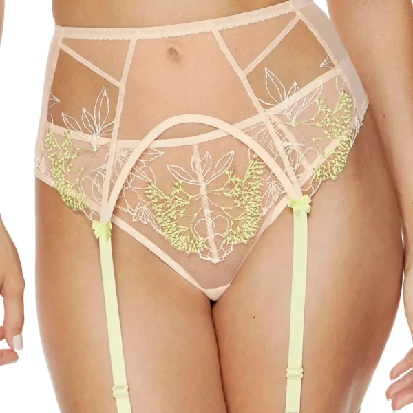 Sheer Mesh Embroidered Garter Belt Gorteks Soleil