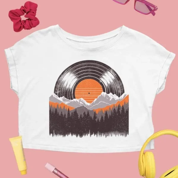 Record Mountains Graphic Tee Crop Tee Women's