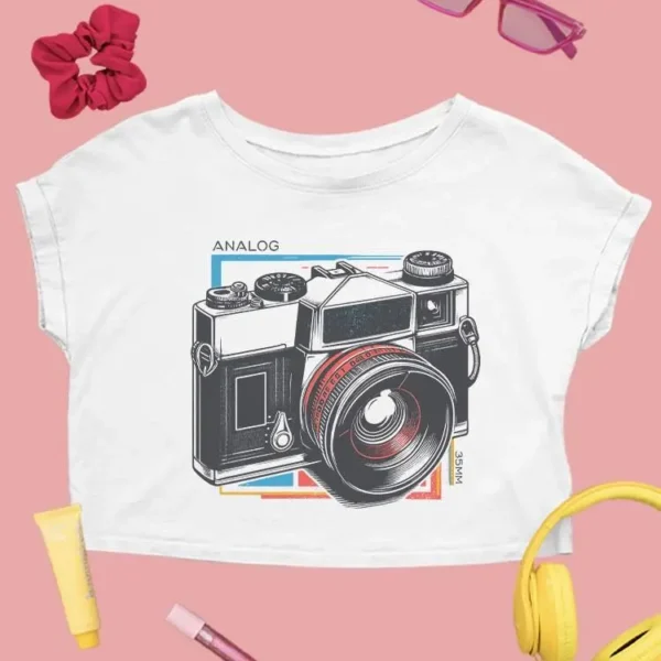Vintage Camera Graphic Tee Crop Tee Women's