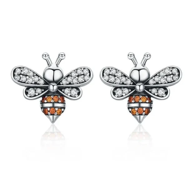 Silver and Gold Bee Earrings