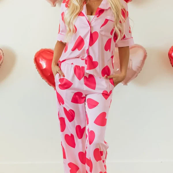 Valentines Short Sleeve Pants Pajamas Set