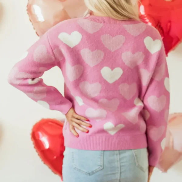 Pearled Heart Valentines Sweater