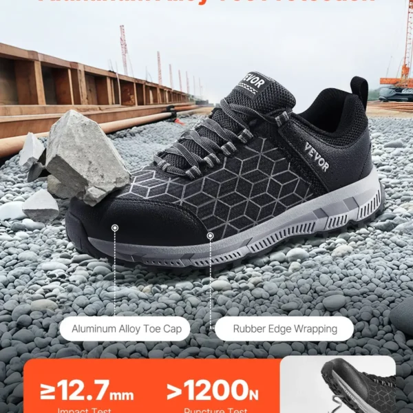 Steel Toe Shoes for Men US Size 8.5 Athletic Work Shoe Sneakers Black