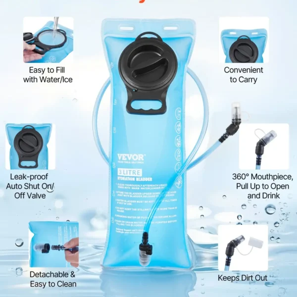 Hydration Pack Backpack 3L TPU Water Bladder Cycling Hiking Running Camping