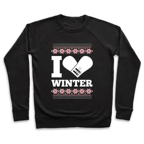 I LOVE WINTER (SNOWBOARD HEART) CREWNECK SWEATSHIRT
